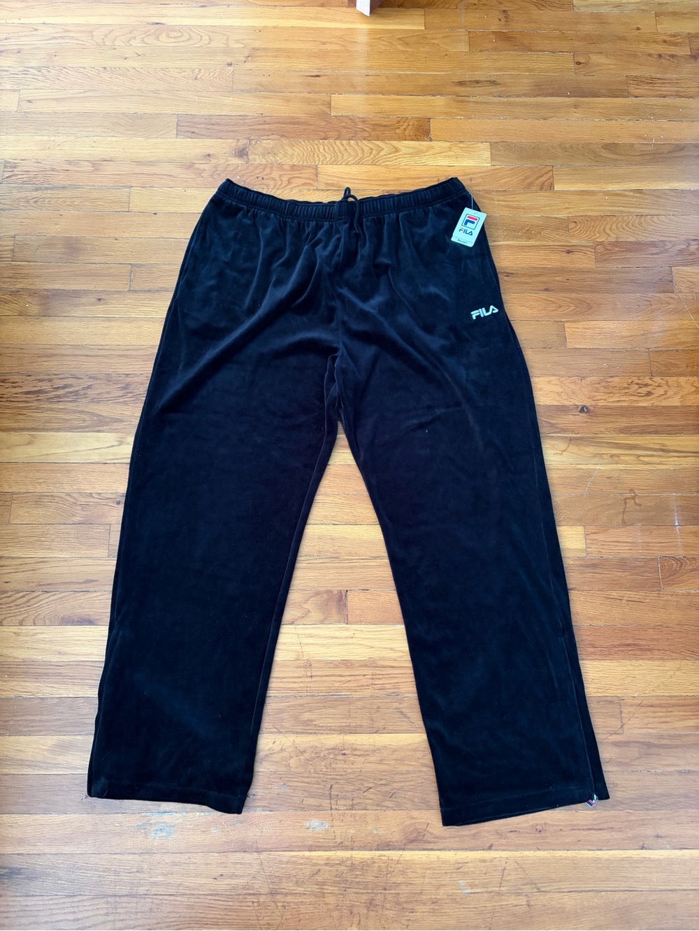 FILA Black Velour Jogger Pants with Elastic Waist
